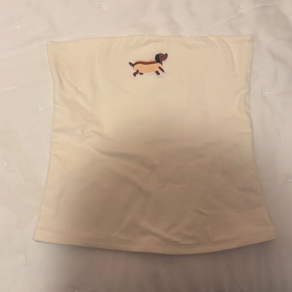 Hollister Cream Tube Top with Dachshund Design
